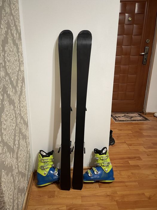 Schiuri copii 120 cm salomon cu clapari skiuri set