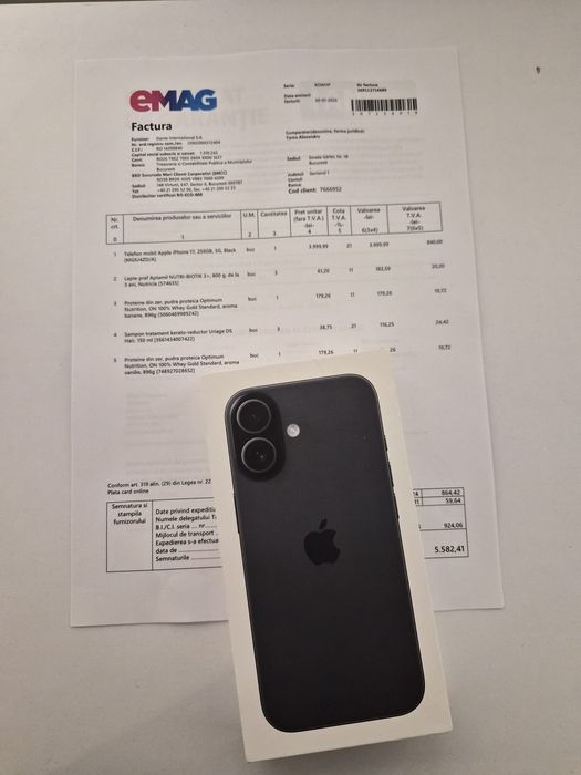 Iphone 17 5G Black 256Gb NOU Sigilat Factură 2 ANI GARANȚIE