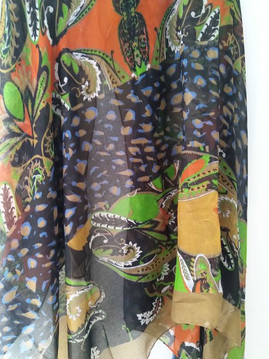 Eșarfă șal verde portocaliu