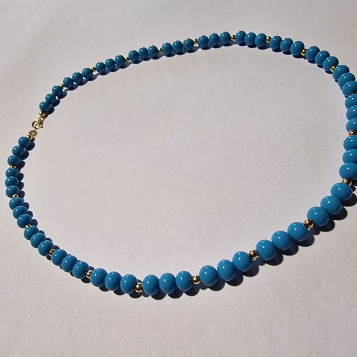 Colier superb Turquoise  natural  si Aur 18 K