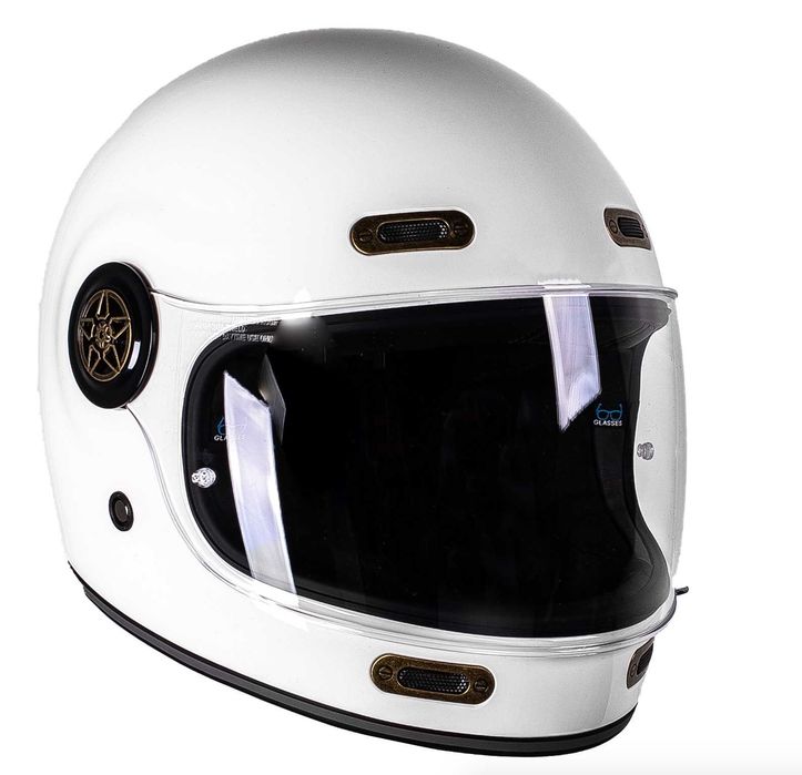 Casca moto retro Black Orbit Alb