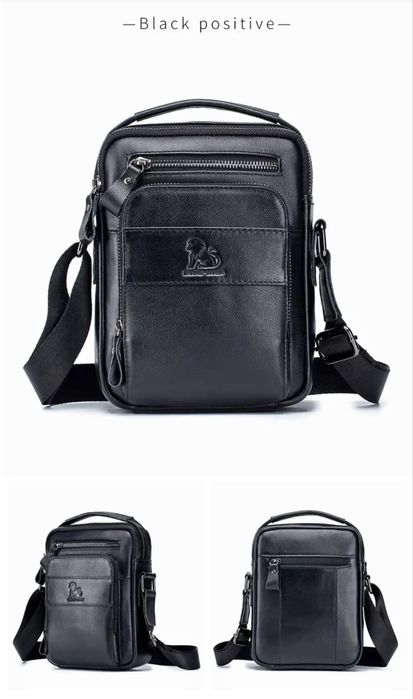 Мъжка кожена чанта LOSHIZIY/Луксозна в Кафяв и Черен цвят -7%Промоция!