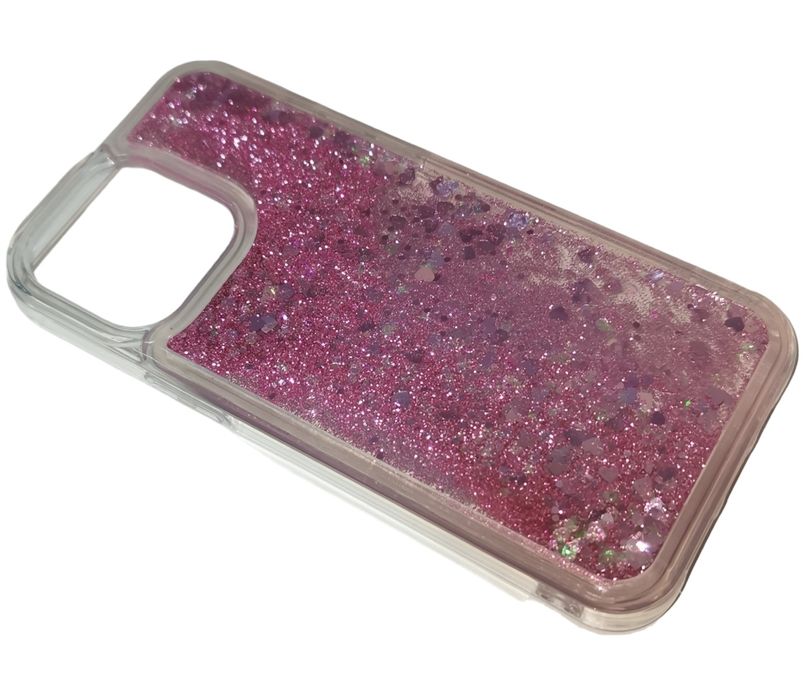 Калъф прозрачен с течен брокат iPhone 14 Pro Max / Розов / Прозрачен