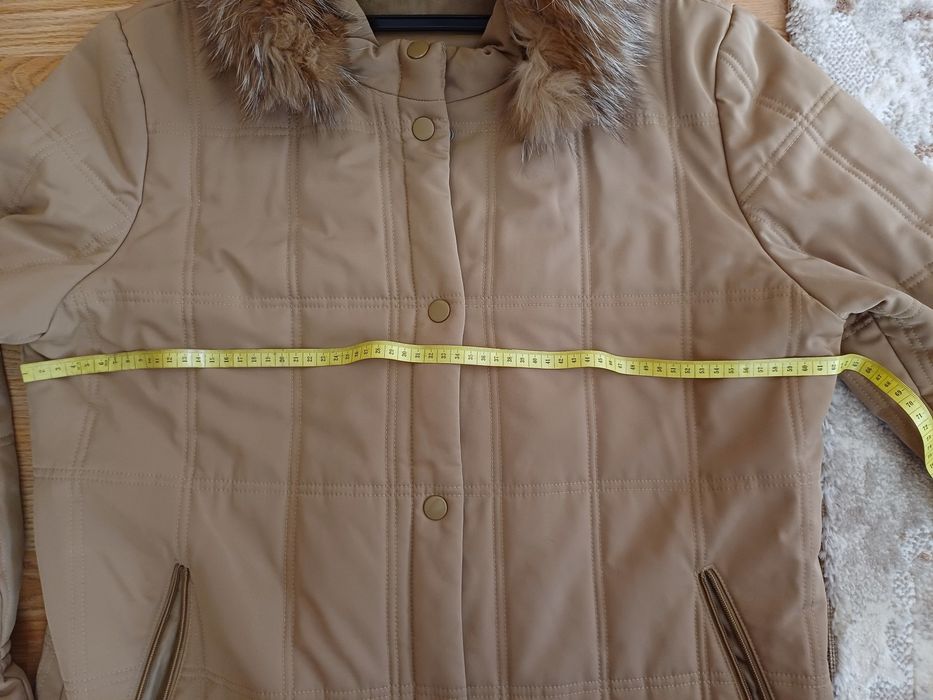 Яке с естествен пух и кожено