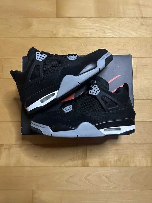 Sneakers Jordan4 Black Canvas cu eticheta (nu Nike, Gucci, Adidas, Balenciaga)