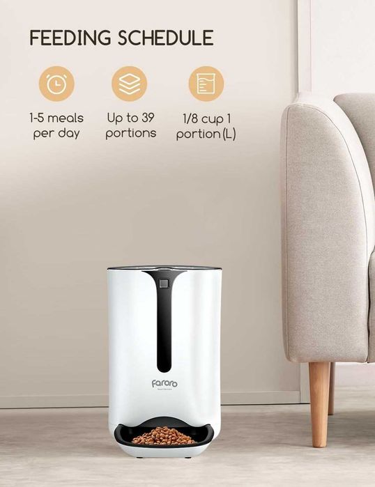 Автоматична хранилка за котки 7L Таймер Контрол на порциите Запис глас