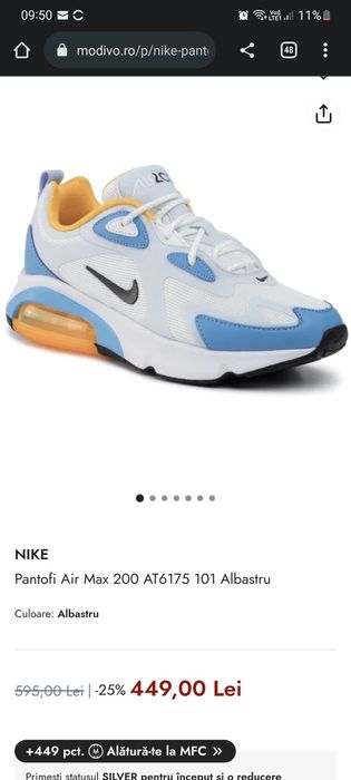 Adidasi, Sneakersi, Nike Air Max 200 AT6175 101 Al, Originali, copii,