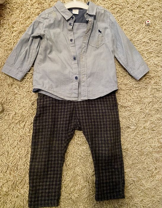 Costum H&M, pantaloni si camasa, marimea 80, 9-12 luni