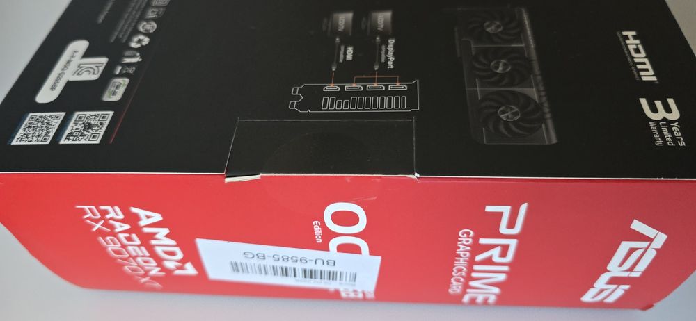 Видео карта Asus Prime RX 9070 XT, 16GB GDDR6 AMD Radeon чисто нова