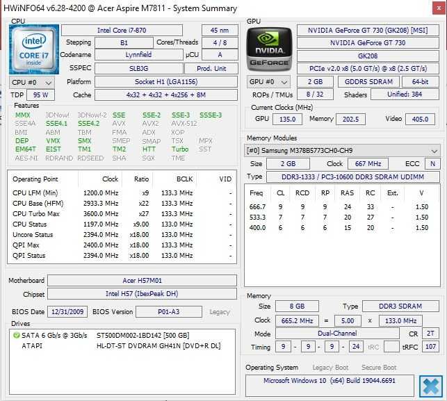 Calculator Unitate Pc Gaming Acer I7 870 Ram 8/16gb GTA CS GO Wind 10