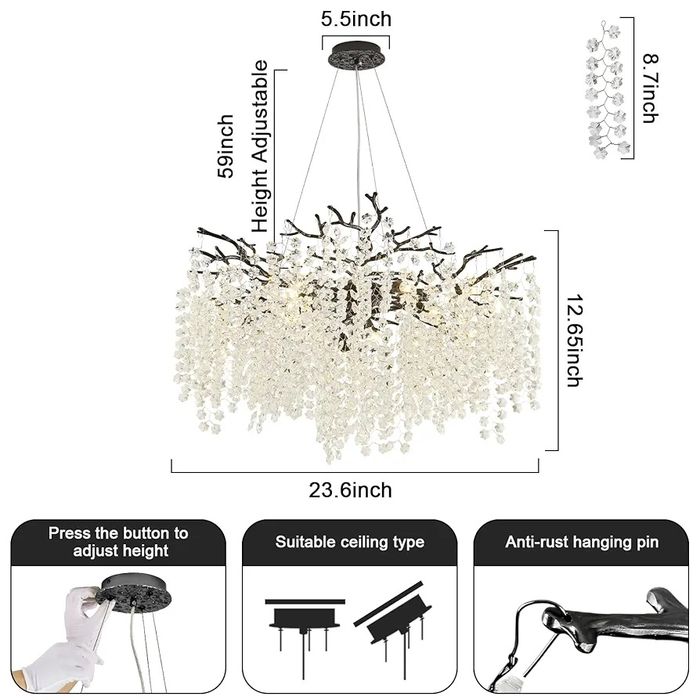 Луксозен кристален полилеи тип клони на дърво