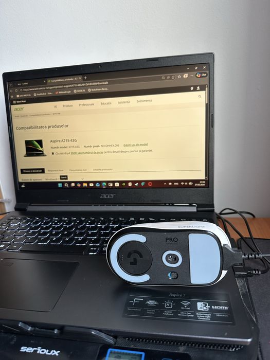 Laptop Acer Aspire 7 Gaming + mouse special Logitech Pro Superlight