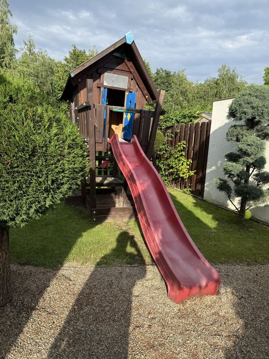 Casa de joaca copii pentru curte/exterior Crazy Jungle Gym cu tobogan si leagan