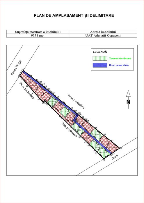 Loturi de teren(400-500 mp) de vanzare in zona rezidentiala - Adunatii Copaceni