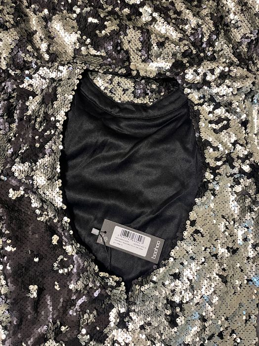 Нови дълга рокля с пайети и гол гръб, плисирана синя рокля Mango