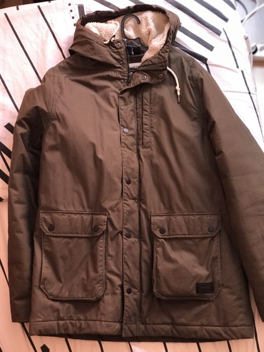 Мъжко зимно яке/шуба в маслинено зелено