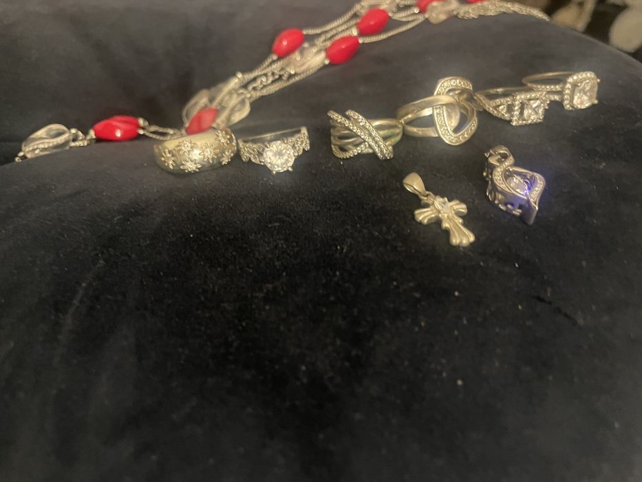 Сребърни пръстени и колие Lbvyr,висулка с мойсанит