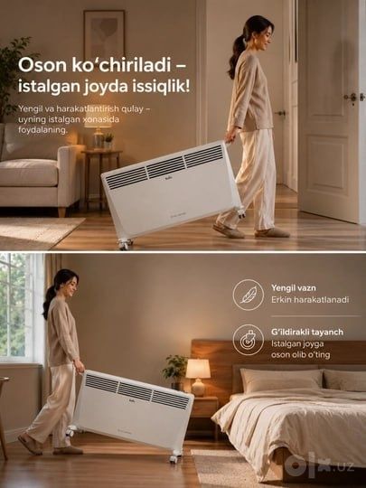Elektr konvektor Ballu Enzo Series, g‘ildirakli maishiy isitkich.