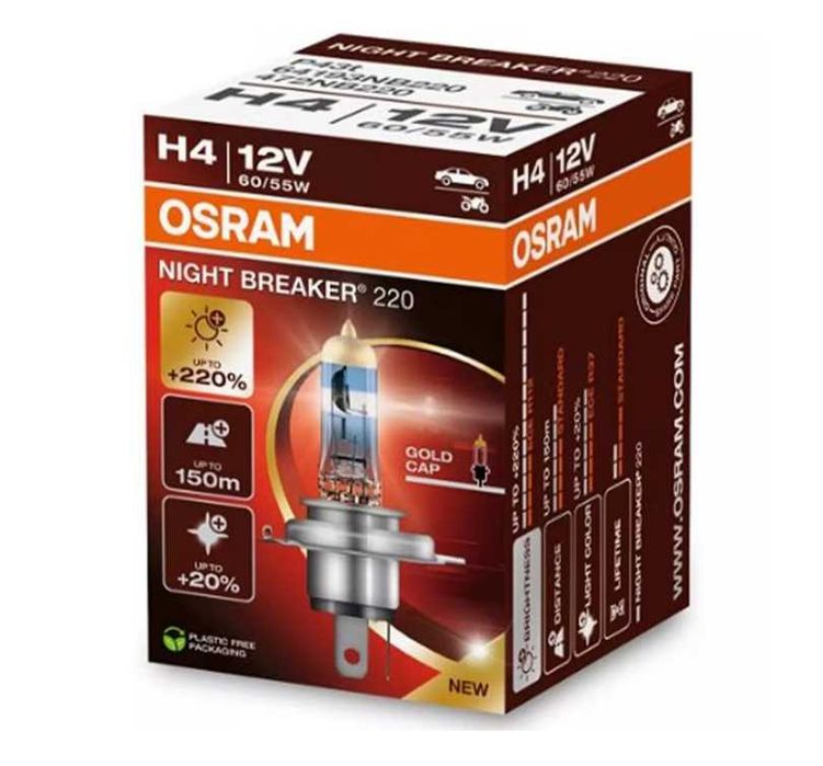 OSRAM Bec halogen H4 12V 60/55W NightBreaker 220, +220% lumina, cutie 1 buc