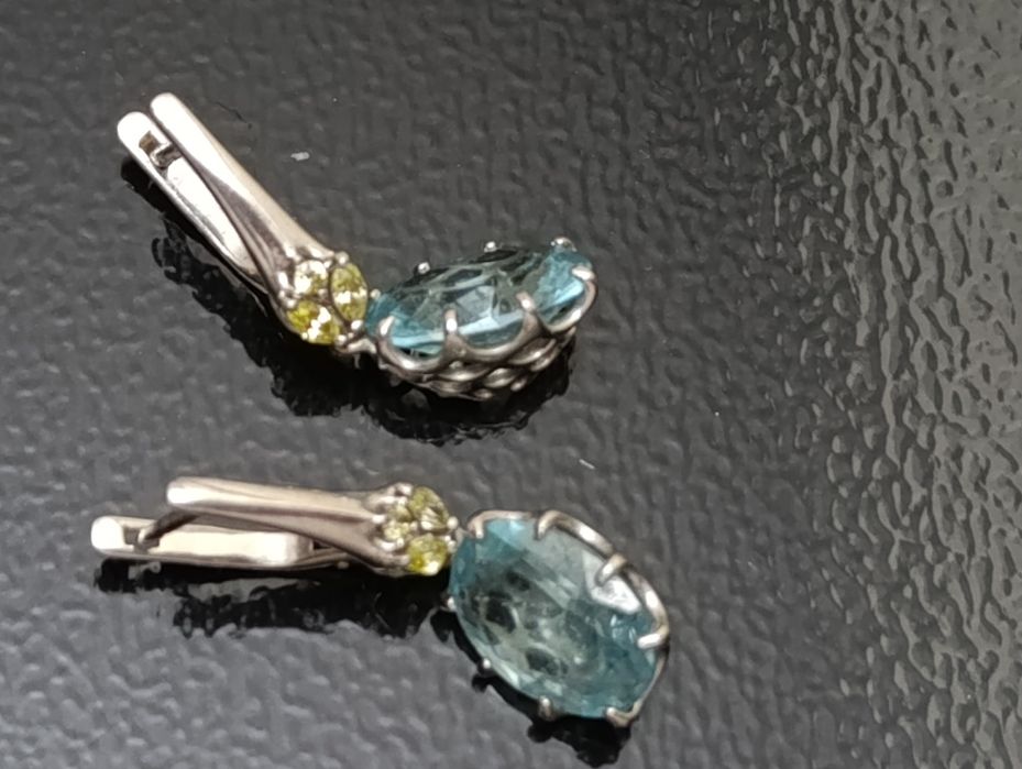 Серьги серебро. Голубой тапаз