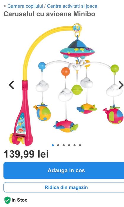 Vand carusel cu proiectie de lumini si sunete cu avioane Minibo