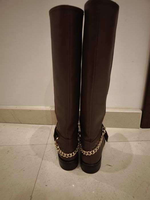 Cizme piele - stil călărie - maro, masura 40