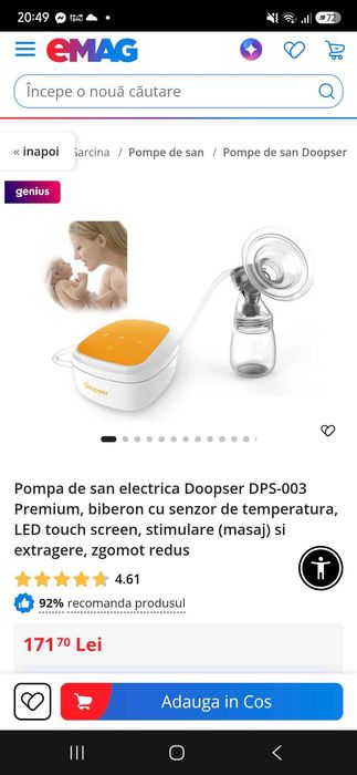 Pompa de san electrica Doopser(fara sticluta)+cadou tampoane pt san Avent
