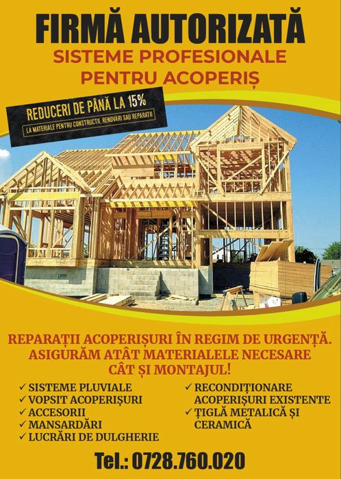 Executam acoperisuri , reparatii , Montaj , Terase , izolatii