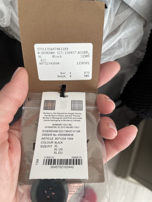 Jacheta Burberry, marimea XL