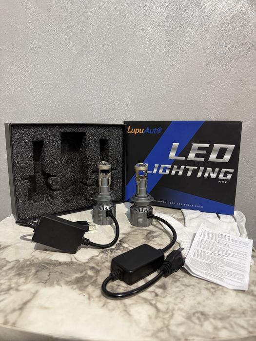 Лед крушки с лупа bi led laser H4, H7 уникална линия без заслепяване