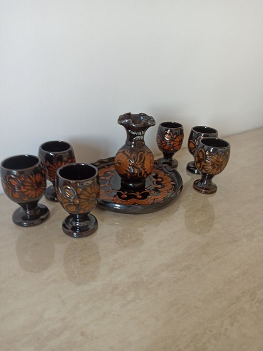 Set decoratiune pahare din lut 1987