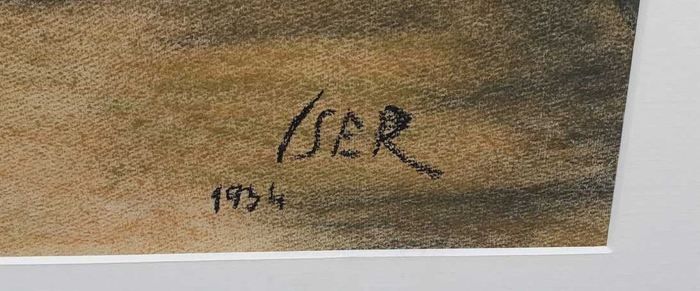 Tablou vechi - natura statica cu masca - semnat Iser 1934