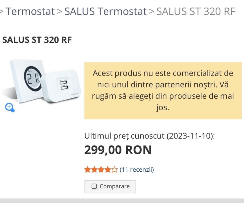 Termostata wireless Salus 320 RF