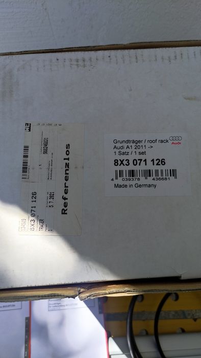 Audi A1 Оригинален багажник за покрив (напречни греди, релси, рейлинг)