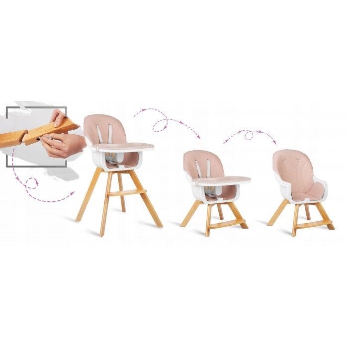 Scaun de masa, Ricokids, Lemn, Inaltime reglabila, Tava reglabila/detasabila, Centuri siguranta, culoare Roz