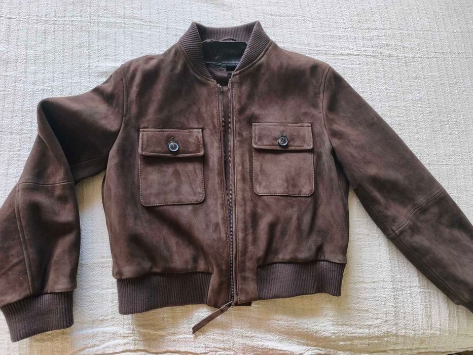 Яке от естествен велур кафяво Zara