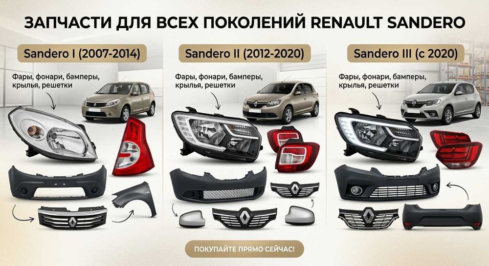 Фары фонари кузовные автозапчасти Renault Sandero Logan