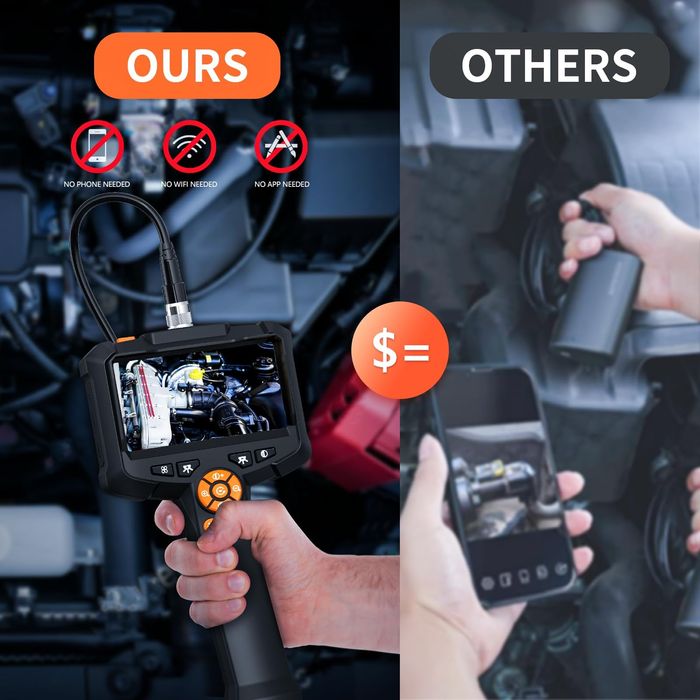 Ендоскопска камера двойна леща 4.3'' IPS екран 1080P Ендоскоп Бароскоп