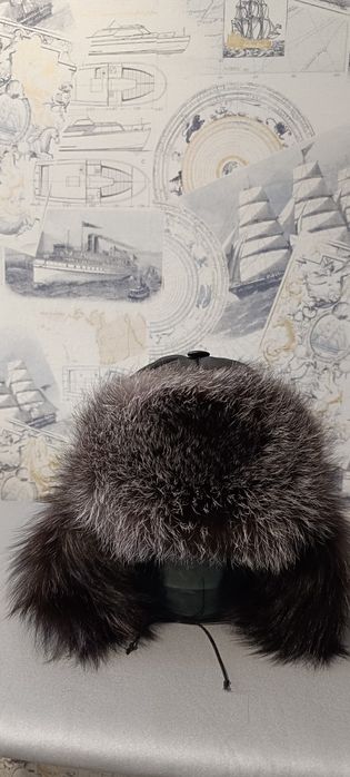 Ушанка кожа + мех соболь