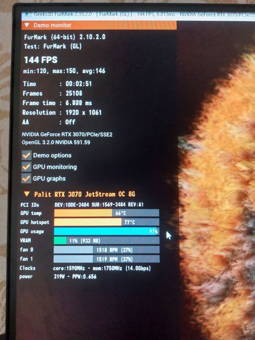 Продам видеокарту Palit RTX 3070 8gb