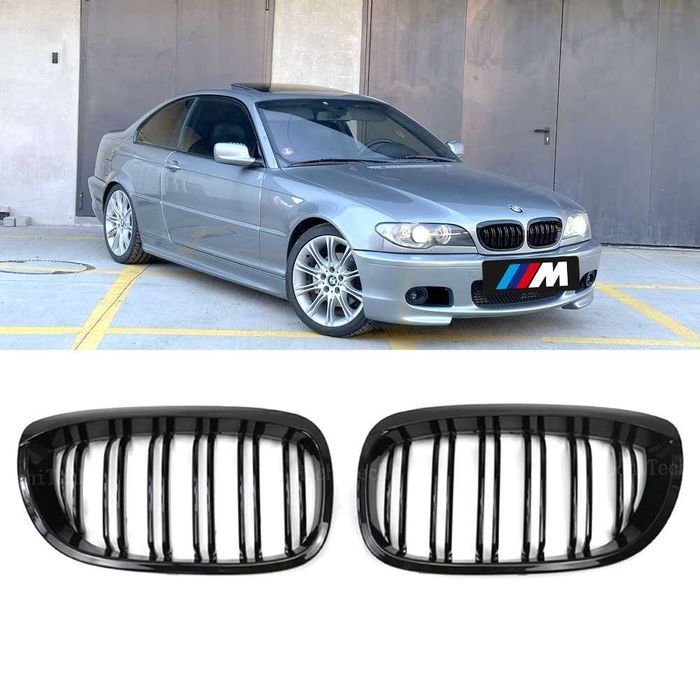 Set 2 grile duble M negru BMW Seria 3 E46 Coupe facelift 2003-2006