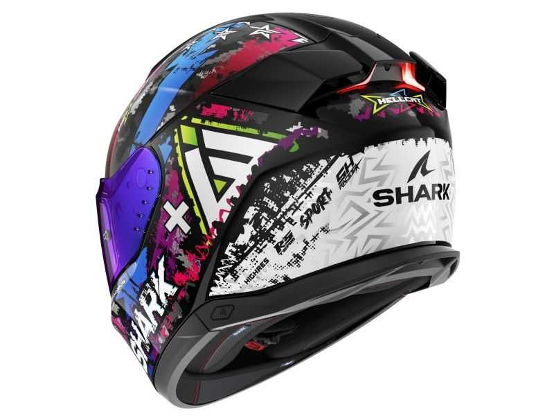 Мото каска SHARK SKWAL i3 Hellcat Black White Blue ,очила,Led светлини