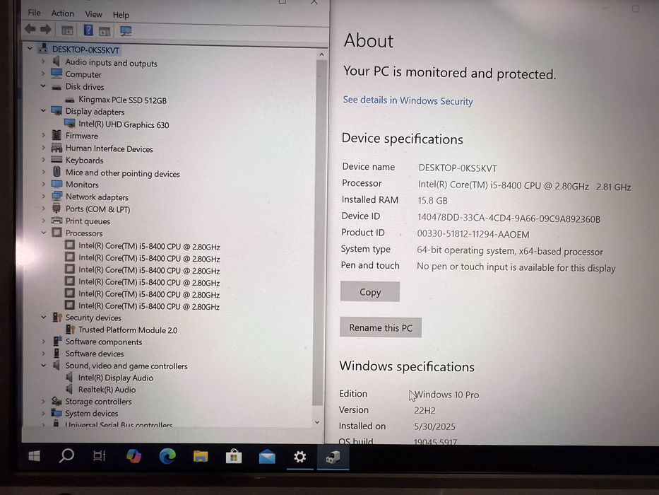 Calculator SFF Lenovo M720, Intel i5-8400, 16GB RAM, 256GB SSD, W11P