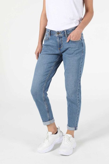 Blugi COLIN’S Boyfriend, talie medie, crop, albastru deschis