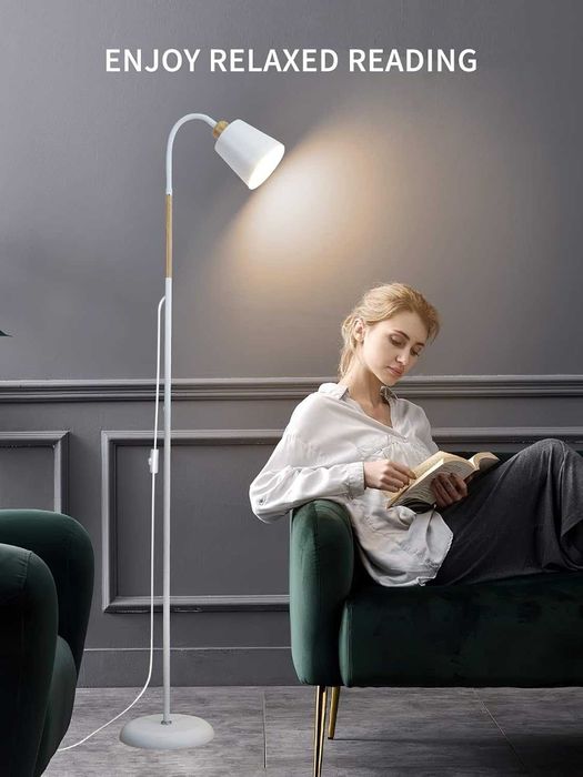 Lampa de Podea Alba (metal) - lemn, 160CM, REDUS de la 250RON