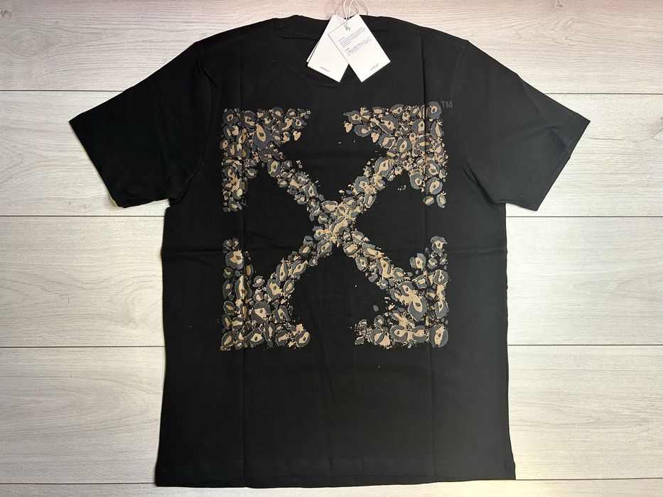 Tricou off white brown print