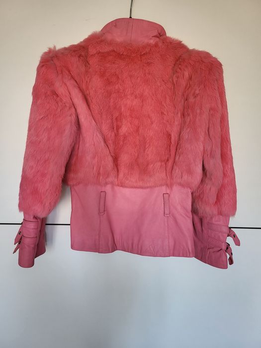 Дамско кожено яке ,естествен косъм xs