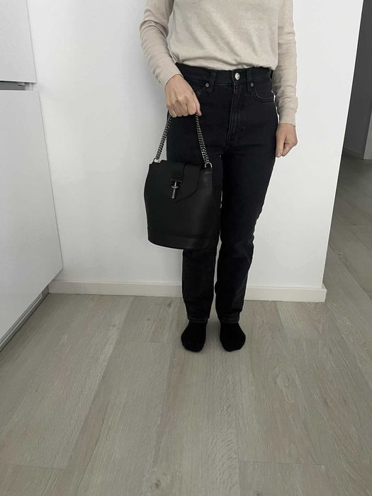 Geanta piele naturala neagra