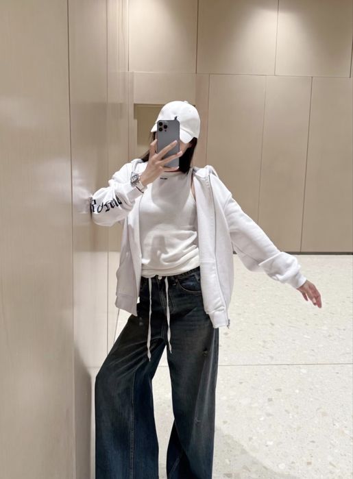 Зип Худи Chrome Hearts белый с принтом