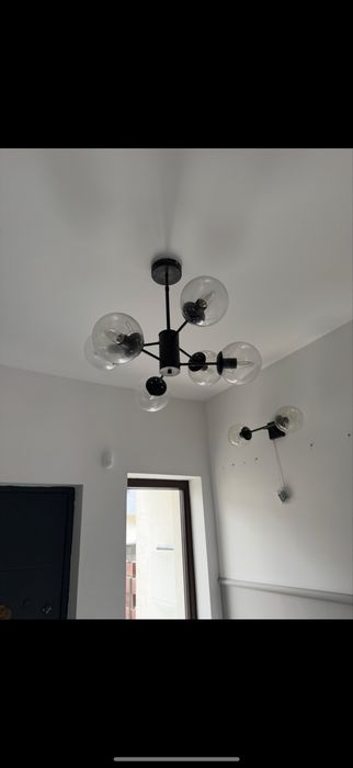 Lustra moderna negru mat cu 6 globuri